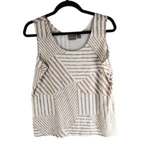 Chico's Womens Sleeveless Geometric Print Tank Top Beige White L/12 (Chico's 2)